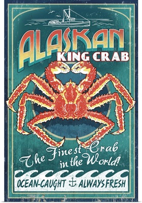 Alaska King Crab Vintage Sign: Retro Travel Poster