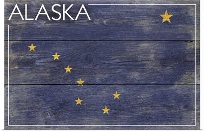 Alaska State Flag on Wood