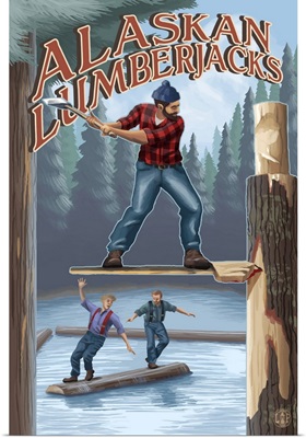 Alaskan Lumberjacks: Retro Travel Poster