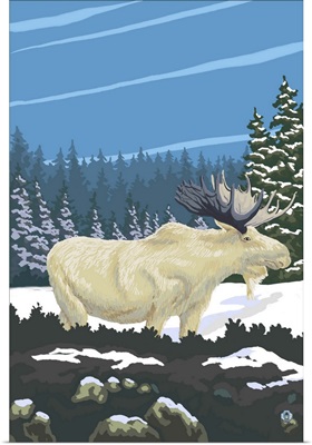 Albino Moose: Retro Poster Art