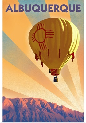 Albuquerque, New Mexico - Hot Air Balloon - Lithograph