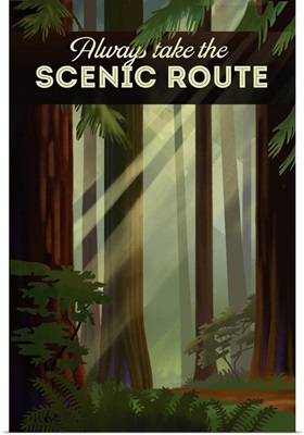 Always Take the Scenic Route - Forest - Geometric Lithograph