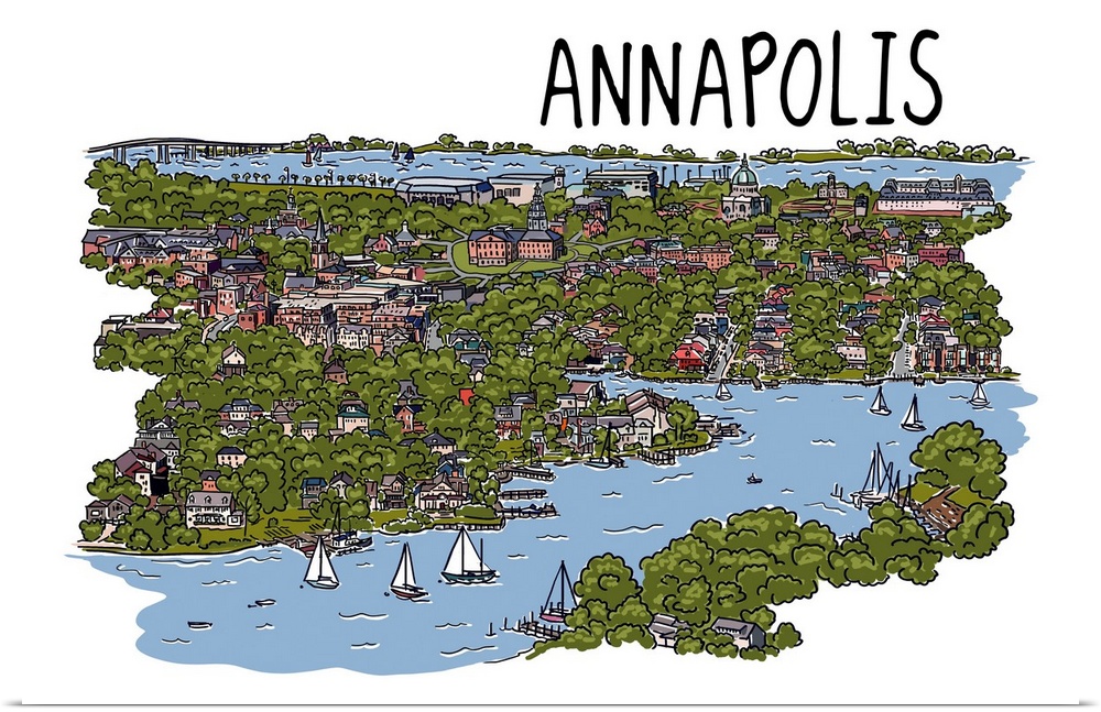 Annapolis, Maryland - Line Drawing