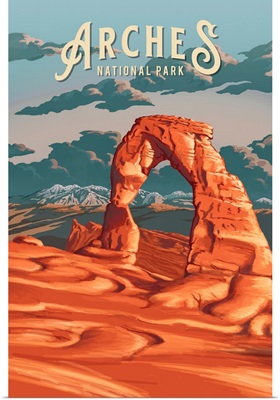 Arches National Park, Delicate Arch: Retro Travel Poster