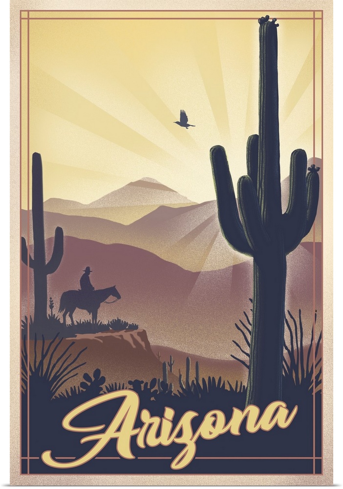 Arizona - Desert Scene - Lithograph