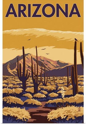 Arizona Desert Scene with Cactus