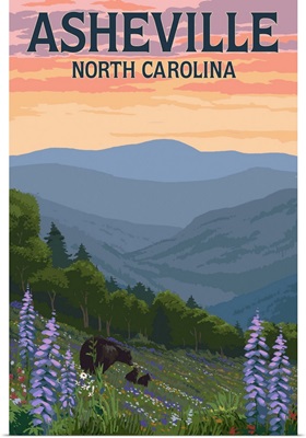 Asheville, North Carolina - Bears and Spring Flowers