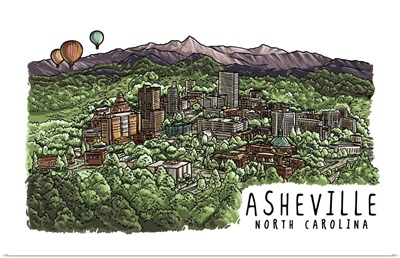 Asheville, North Carolina - Line Drawing