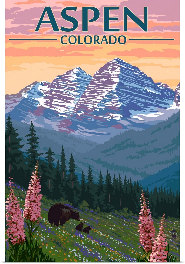 Aspen, Colorado, Bear and Spring Flowers