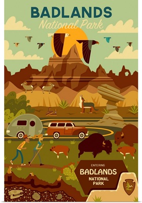 Badlands National Park, Adventure: Graphic Travel Poster
