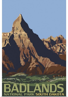 Badlands National Park, South Dakota: Retro Travel Poster