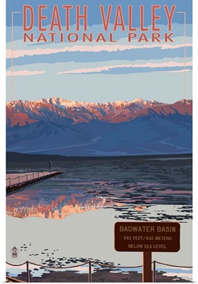 Badwater - Death Valley National Park: Retro Travel Poster
