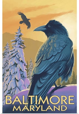 Baltimore, Maryland - Raven: Retro Travel Poster