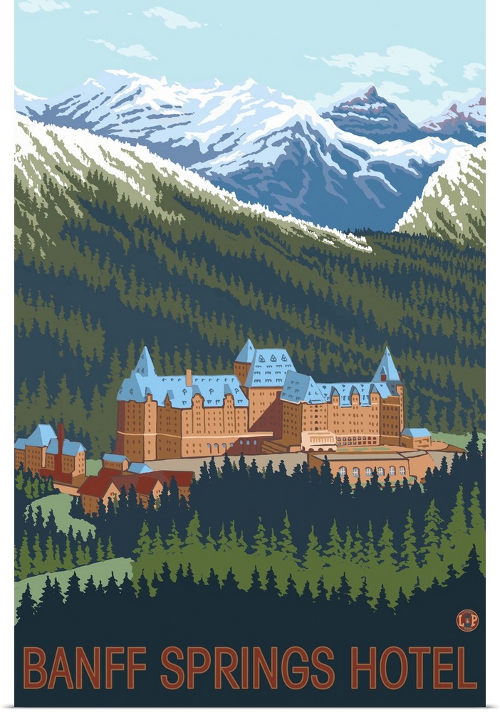 Banff, Canada - Banff Springs Hotel: Retro Travel Poster