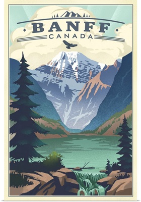 Banff, Canada - Lake - Lithograph
