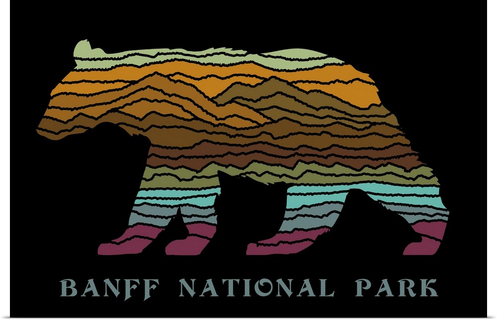 Banff National Park, Bear Stripes: Graphic Travel Poster