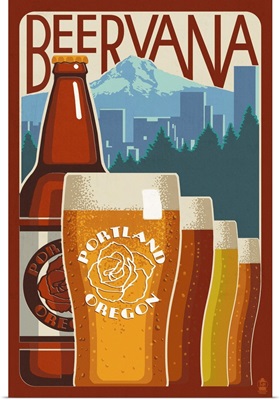 Beervana Vintage Sign - Portland, Oregon: Retro Travel Poster