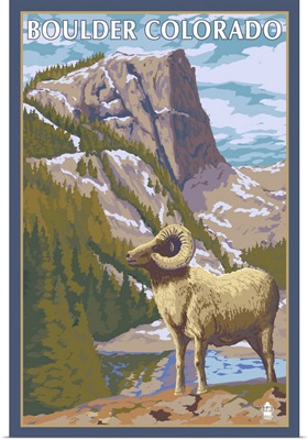 Big Horn Sheep - Boulder, Colorado: Retro Travel Poster