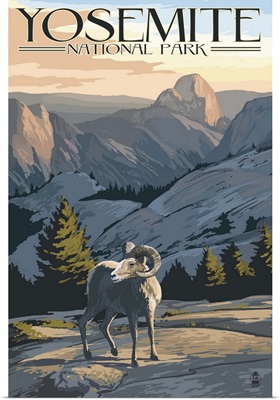 Big Horn Sheep - Yosemite National Park, California: Retro Travel Poster