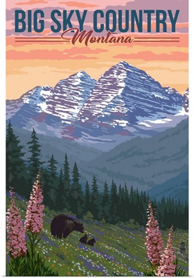 Big Sky Country, Montana - Bear and Spring Flowers