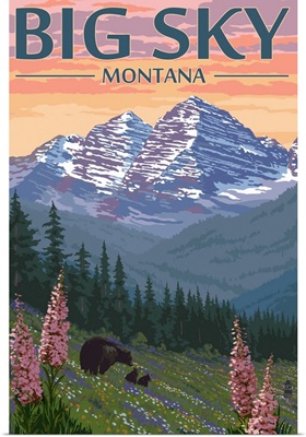 Big Sky, Montana - Bear & Spring Flowers