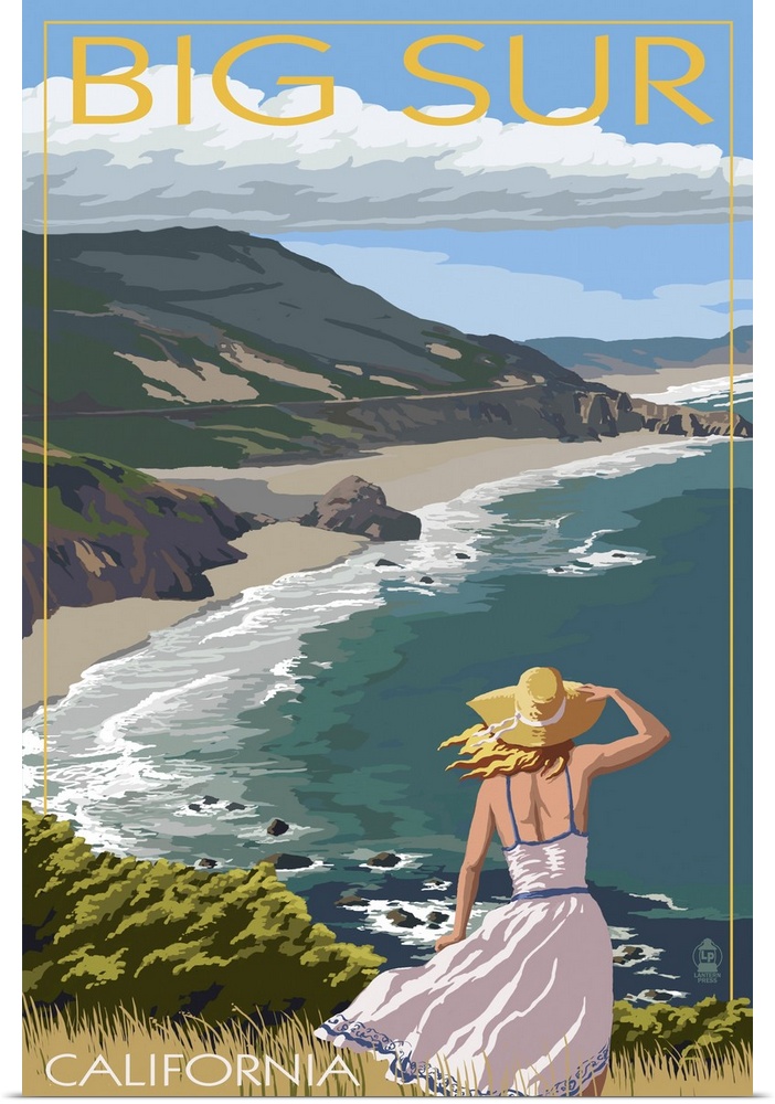 Big Sur, California Coast Scene: Retro Travel Poster