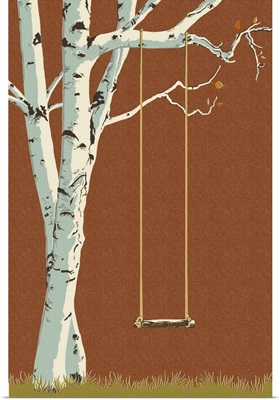 Birch Tree - Letterpress: Retro Travel Poster