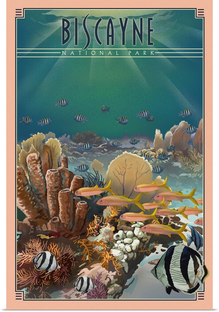 Biscayne National Park, Underwater: Retro Travel Poster
