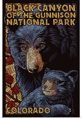 Black Canyon of the Gunnison National Park, Mosiac Bears: Graphic Travel Poster