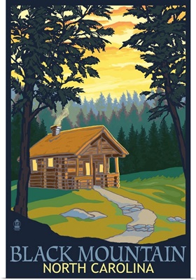 Black Mountain, North Carolina - Cabin Scene: Retro Travel Poster
