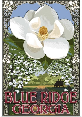 Blue Ridge, Georgia - Magnolia: Retro Travel Poster