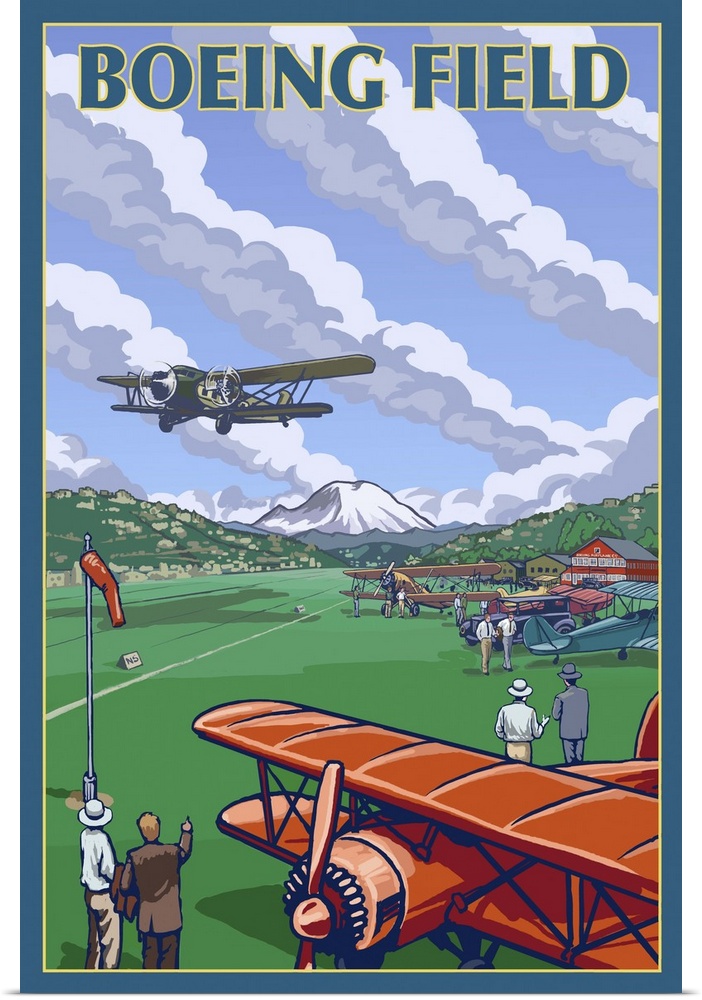 Boeing Field - Seattle, Washington: Retro Travel Poster