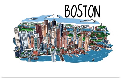 Boston, Massachusetts - Line Drawing