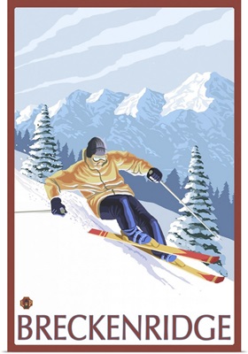 Breckenridge, Colorado - Downhill Skier: Retro Travel Poster