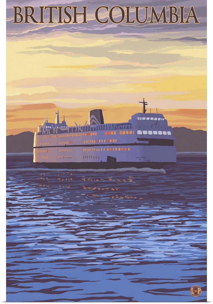 British Columbia, Canada - BC Ferries: Retro Travel Poster