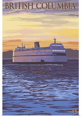 British Columbia, Canada - BC Ferries: Retro Travel Poster