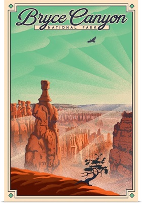 Bryce Canyon National Park, Hammer Hoodoo: Retro Travel Poster