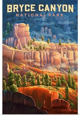 Bryce Canyon National Park, Natural Landscape: Retro Travel Poster