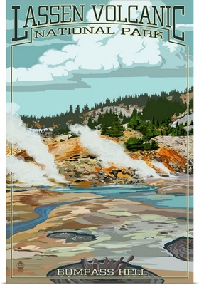 Bumpass Hell - Lassen Volcanic National Park, CA: Retro Travel Poster