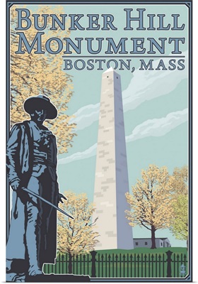 Bunker Hill - Boston, MA: Retro Travel Poster