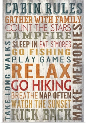 Cabin Rules Typography, Barnwood Painting
