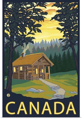 Cabin Scene - Canada: Retro Travel Poster