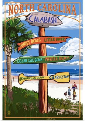 Calabash, North Carolina - Sign Destinations: Retro Travel Poster