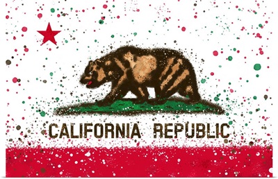 California State Flag - Abstract Watercolor Splatter