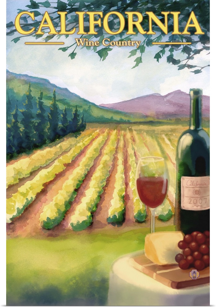 California Wine Country: Retro Travel Poster