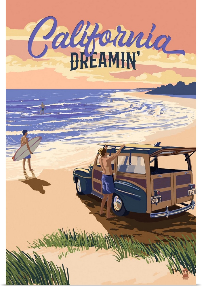 California - Woody on Beach - California Dreamin