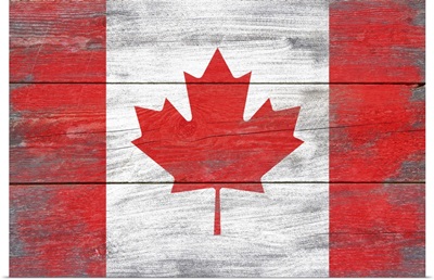 Canada Country Flag on Wood