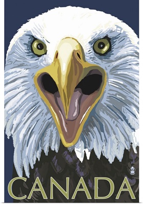 Canada - Eagle Face: Retro Travel Poster