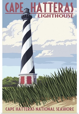 Cape Hatteras Lighthouse - Outer Banks, North Carolina: Retro Travel Poster