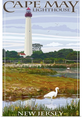 Cape May Lighthouse - New Jersey Shore: Retro Travel Poster